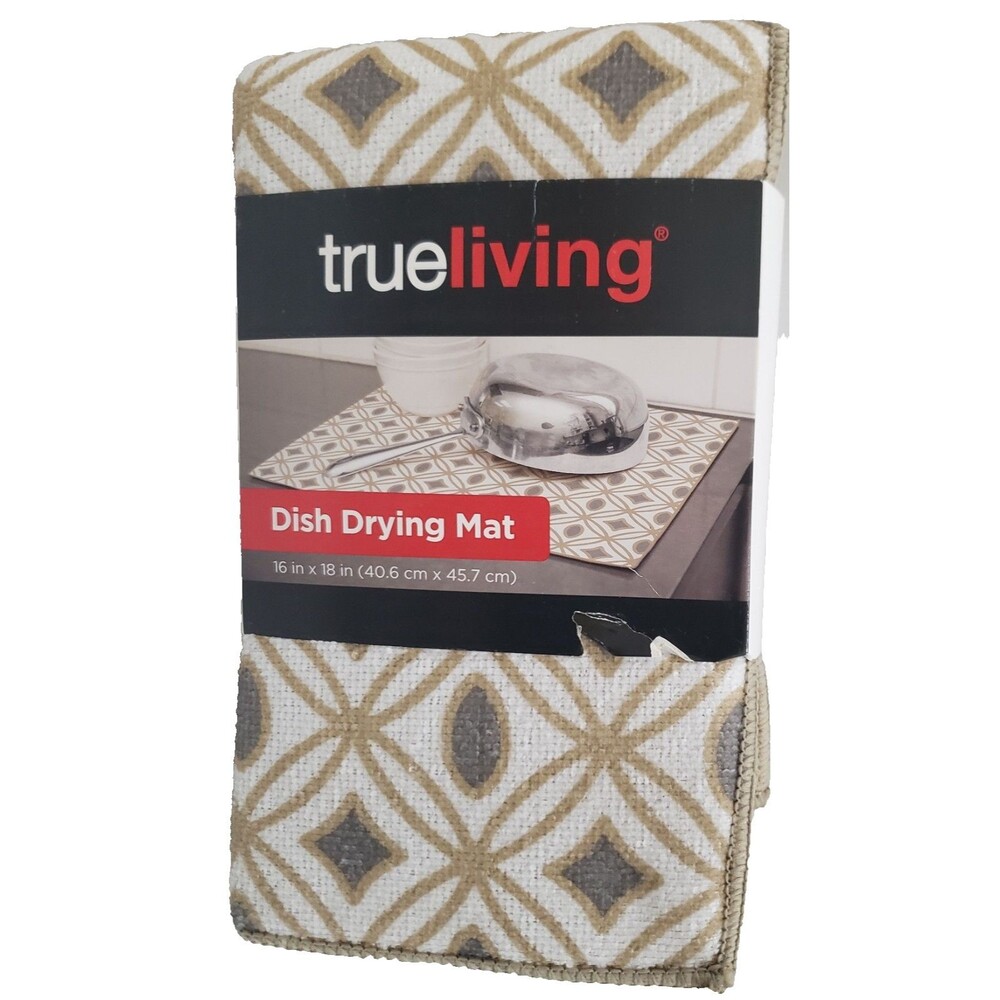 Printed Kitchen Microfiber Drying Mat (16"x18") GEO SHAPES, tan back,TL